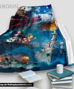 Us Navy Warships At The Sea Fleece Throw Blanket