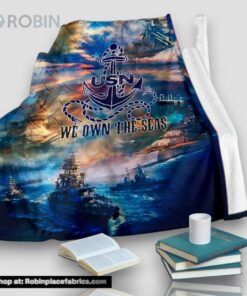 Us Navy We Own The Seas Fleece Throw Blanket