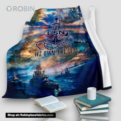 Us Navy We Own The Seas Fleece Throw Blanket