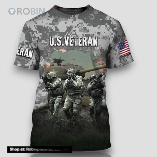 Us Veteran All Over Print 3D T Shirt For Military