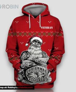 Us Veteran Santa Claus Christmas All Day 3D Hoodie