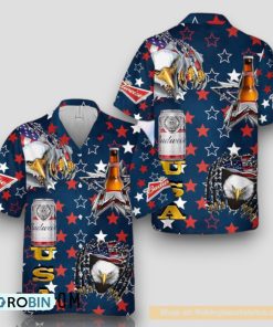 USA Flag Eagle Budweiser Hawaiian Shirt