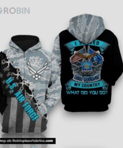 Veteran Air Force Camouflageuflage Gift For Air Force My Country 3D Hoodie All Over Printed