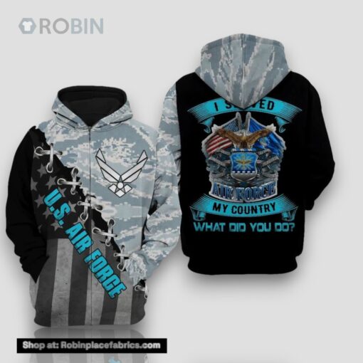 Veteran Air Force Camouflageuflage Gift For Air Force My Country 3D Hoodie All Over Printed
