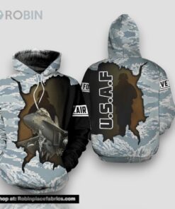 Veteran Air Force Camouflageuflage Helicopter Gift For Air Force US Air Force 3D Hoodie All Over Printed