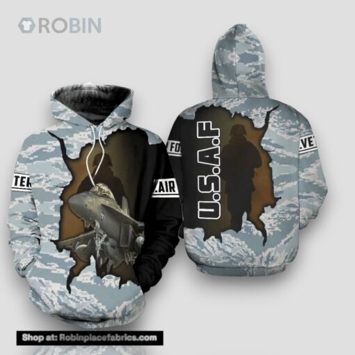 Veteran Air Force Camouflageuflage Helicopter Gift For Air Force US Air Force 3D Hoodie All Over Printed