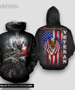 Veteran American Flag Eagle And Armed Force Soldier 3D Hoodie All Over Printed