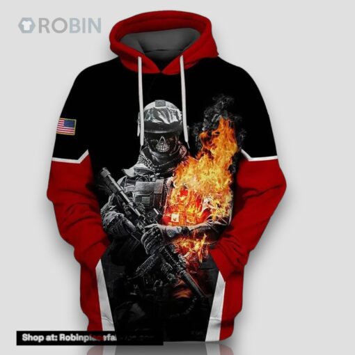 Veteran American Military U.S Veteran Warrior 3D Hoodie All Over Printed