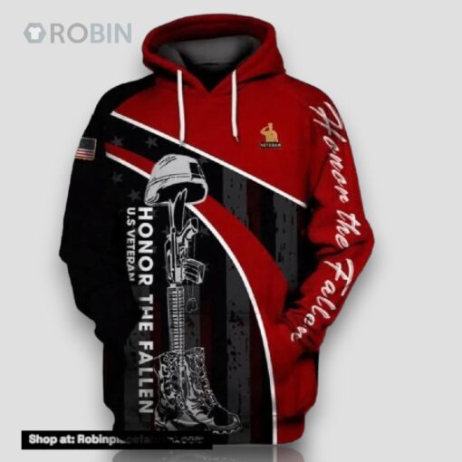 Veteran American Military US Veteran Honor The Fallen 3D Hoodie All Over Printed