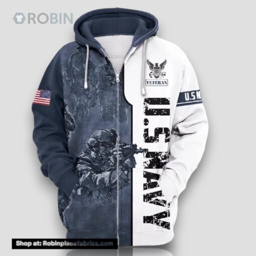 Veteran American Military USN US Navy Veteran 3D Hoodie All Over Printed