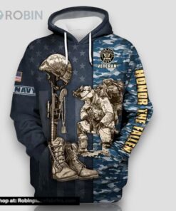 Veteran American Navy Veteran Honor The Fallen 3D Hoodie All Over Printed