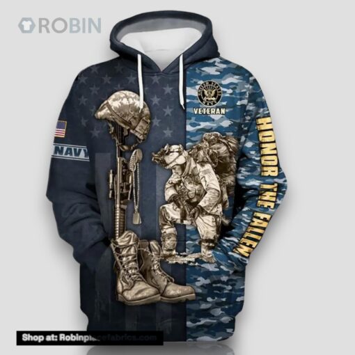 Veteran American Navy Veteran Honor The Fallen 3D Hoodie All Over Printed