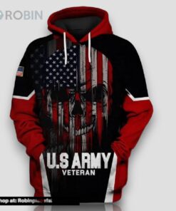 Veteran American U.S Army Veteran Flag Pattern Skull 3D Hoodie All Over Printed