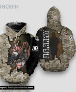 Veteran Army Camouflageuflage Eagle Gift For Army US Army 3D Hoodie All Over Printed
