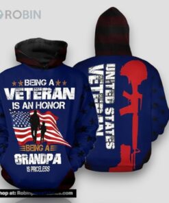 Veteran Being A Veteran Grandpa Priceless 3D Hoodie All Over Printed