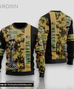Veteran Black Parttern Ugly Christmas Sweater