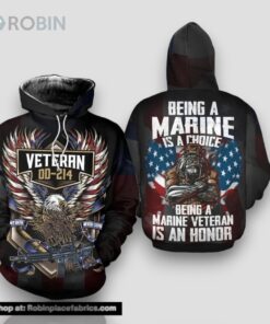 Veteran DD 214 Being Marine Veteran Be Honor 3D Hoodie All Over Printed