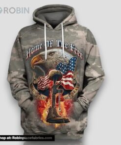 Veteran Eagle Flag Home The Free Because Of The Brave 3D Hoodie All Over Printed