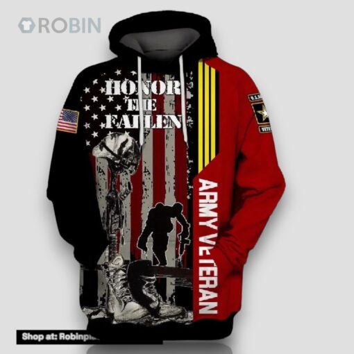 Veteran Honor The Fallen Army Veteran 3D Hoodie All Over Printed