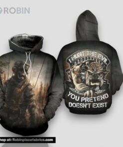 Veteran I Hunt The Evil Pretend Not Exist Marine Dog 3D Hoodie All Over Printed
