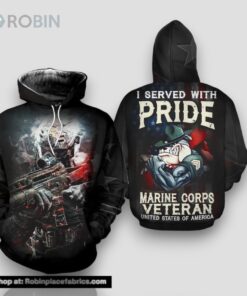 Veteran I Served With Pride Marine Corps Veteran 3D Hoodie All Over Printed