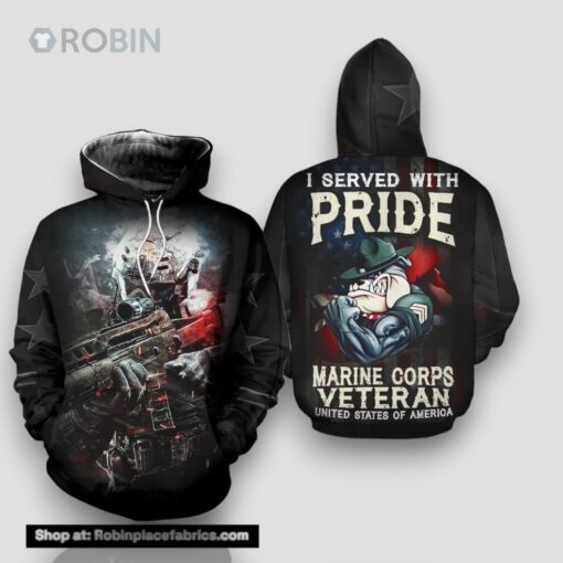 Veteran I Served With Pride Marine Corps Veteran 3D Hoodie All Over Printed