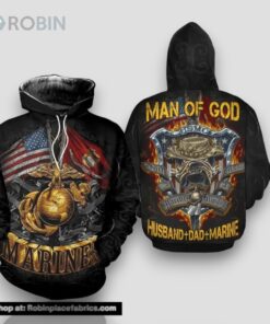Veteran Man Of God Husband Dad Marine Bull Dog 3D Hoodie All Over Printed