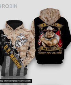 Veteran Marine Camouflageuflage Gift For Marine Bulldog Marine US Marine 3D Hoodie All Over Printed