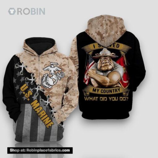 Veteran Marine Camouflageuflage Gift For Marine Bulldog Marine US Marine 3D Hoodie All Over Printed