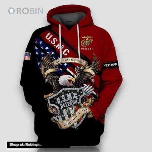 Veteran Marine Corps Veteran Fidelis Eagle Some Gave All 3D Hoodie All Over Printed