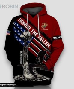 Veteran Marine Corps Veteran USMC Honor The Fallen 3D Hoodie All Over Printed
