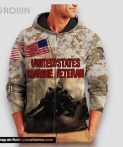 Veteran Marine Veteran Soldier Raising The Flag 3D Hoodie All Over Printed