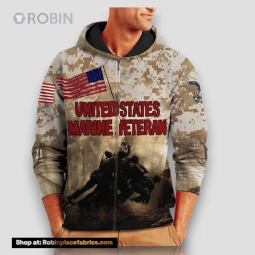 Veteran Marine Veteran Soldier Raising The Flag 3D Hoodie All Over Printed