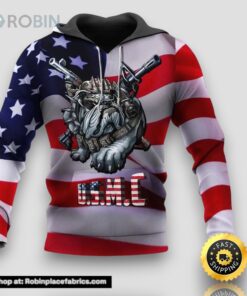 Veteran Marines Bulldog Flag Background 3D Hoodie All Over Printed