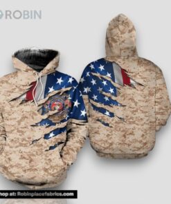 Veteran Marines Semper Fidelis Claw Mark Camouflage 3D Hoodie All Over Printed