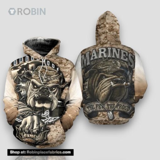 Veteran Marines The Few The Proud USMC 3D Hoodie All Over Printed
