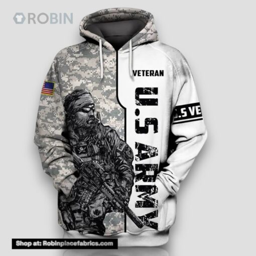 Veteran Military U.S Army Veteran Soldier With Beard 3D Hoodie All Over Printed