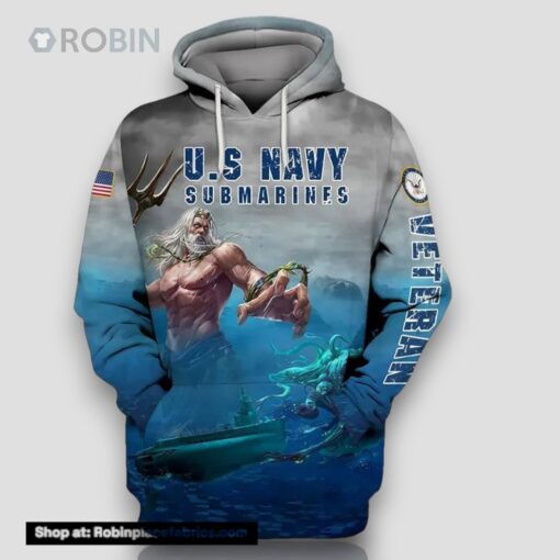 Veteran Military US Navy Submarines Veteran Poseidon 3D Hoodie All Over Printed