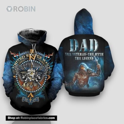 Veteran Navy Dad The Veteran Myth Legend 3D Hoodie All Over Printed