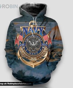 Veteran Navy Logo And Battleship 3D Hoodie All Over Printed