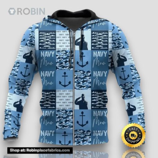 Veteran Navy Mom Camouflageuflage Anchor 3D Hoodie All Over Printed