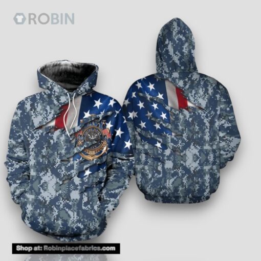 Veteran Navy The Sea Ours Claw Mark Camouflage 3D Hoodie All Over Printed