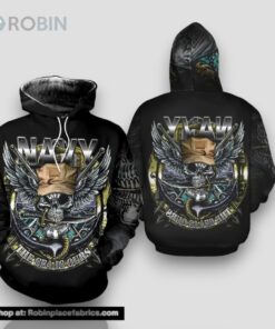 Veteran Navy The Sea Ours Skull Knife Mouth 3D Hoodie All Over Printed