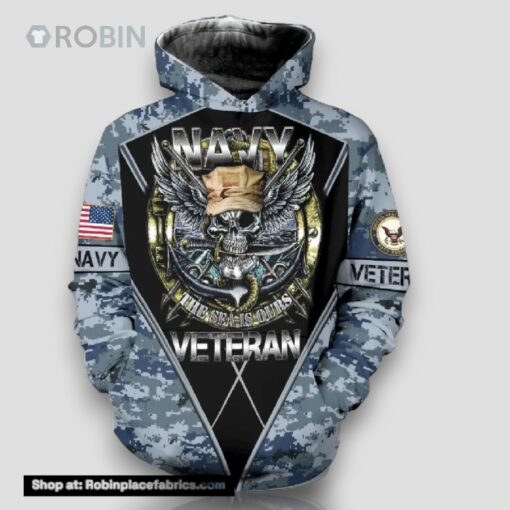 Veteran Navy Veteran The Sea Ours Eagle Skull Camouflageuflage 3D Hoodie All Over Printed