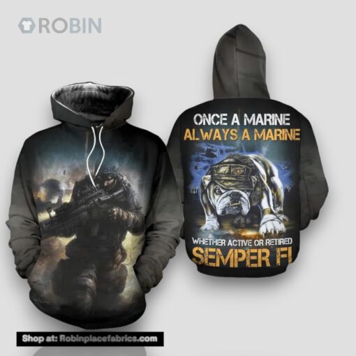 Veteran Once Always Marine Whether Active Or Retired 3D Hoodie All Over Printed