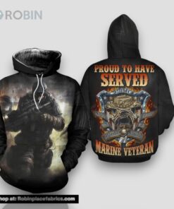 Veteran Proud Have Served Marine Veteran Bull Dog 3D Hoodie All Over Printed