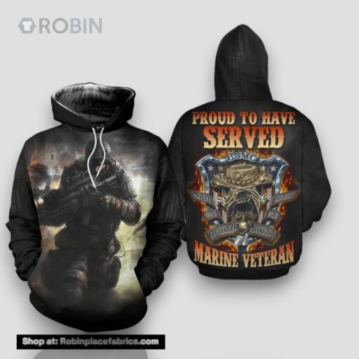 Veteran Proud Have Served Marine Veteran Bull Dog 3D Hoodie All Over Printed