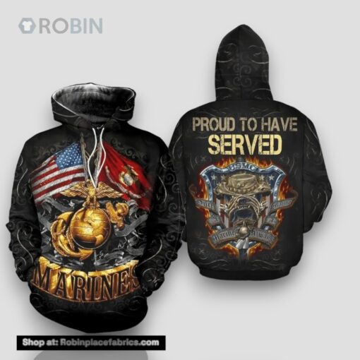 Veteran Proud To Have Served Once Always A Marine 3D Hoodie All Over Printed