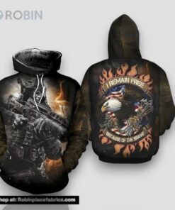 Veteran Remain Free Because Of The Brave 3D Hoodie All Over Printed