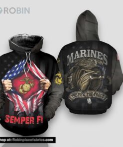 Veteran Semper Fi Marines The Few The Proud 3D Hoodie All Over Printed